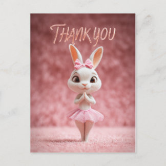 Cute Bunny Girl in Pink Tutu Thank You Briefkaart
