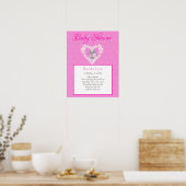 Cute Bunny Girl Pink Baby shower-uitnodiging Poster (Keuken)