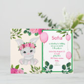 Cute bunny girl redt de datum save the date (Staand voorkant)