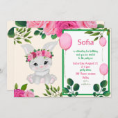 Cute bunny girl redt de datum save the date (Voorkant / Achterkant)