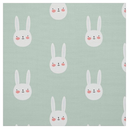 Cute Bunny Green White Rabbit Stof (Swatch)