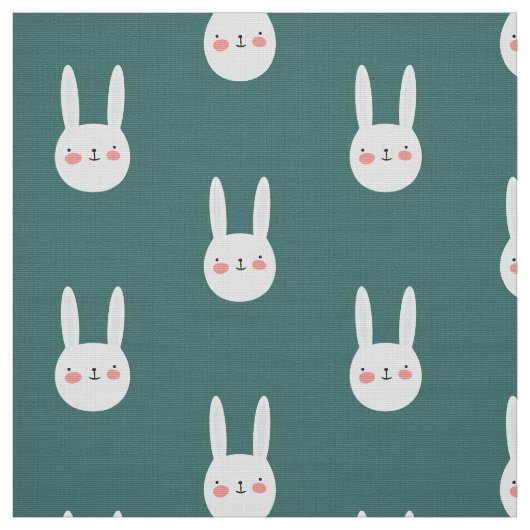 Cute Bunny Green White Rabbit Stof (Swatch)