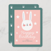 Cute Bunny Happy Birthday Feestdagenkaart (Voorkant / Achterkant)