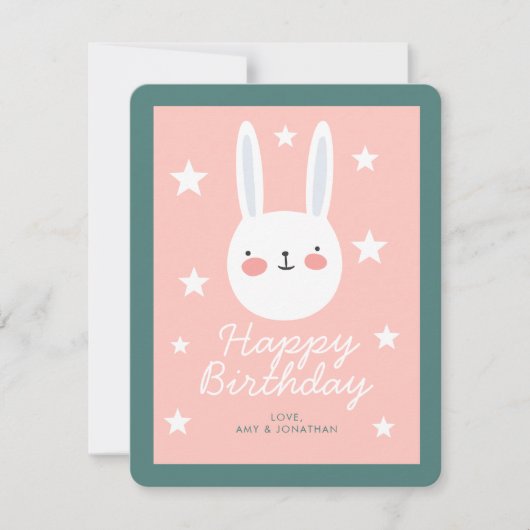 Cute Bunny Happy Birthday Feestdagenkaart (Voorkant)