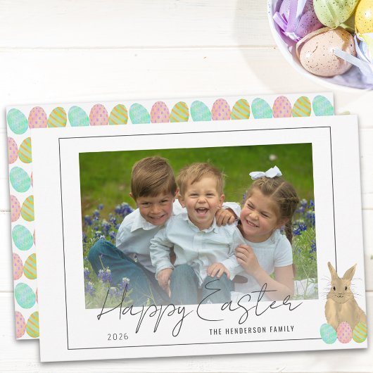 Cute Bunny Happy Easter Photo Feestdagenkaart