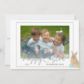Cute Bunny Happy Easter Photo Feestdagenkaart (Voorkant)