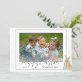 Cute Bunny Happy Easter Photo Feestdagenkaart (Staand voorkant)