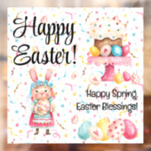 Cute Bunny Happy Easter-Spring 12x12 Window Cling Raamsticker (Vel 2)