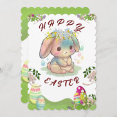 Cute Bunny Happy Pascard Kaart (Voorkant / Achterkant)