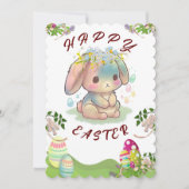 Cute Bunny Happy Pascard Kaart (Voorkant)