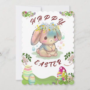 Cute Bunny Happy Pascard Kaart