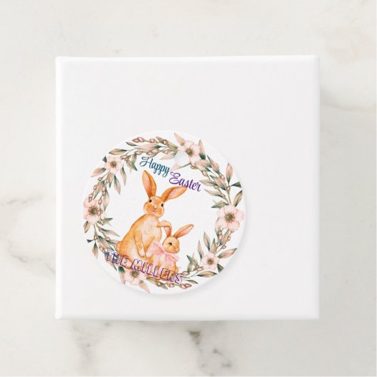 Cute bunny Happy Pasen Bedankjes Labels (In situ)