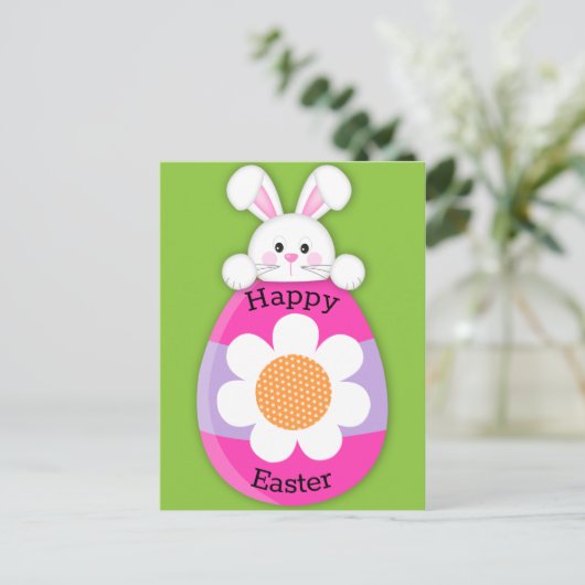 Cute Bunny Happy Pasen Briefkaart (Staand voorkant)