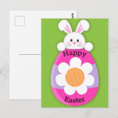 Cute Bunny Happy Pasen Briefkaart (Voorkant / Achterkant)