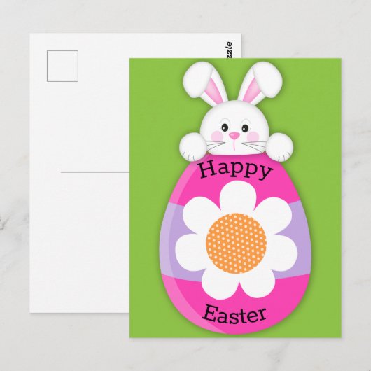 Cute Bunny Happy Pasen Briefkaart (Voorkant / Achterkant)