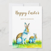 Cute Bunny Happy Pasen Feestdagenkaart (Voorkant)