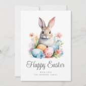 Cute Bunny Happy Pasen Feestdagenkaart (Voorkant)