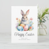 Cute Bunny Happy Pasen Feestdagenkaart (Staand voorkant)