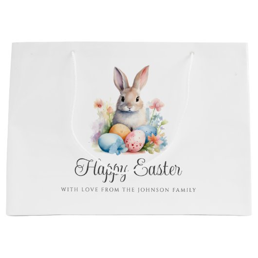 Cute Bunny Happy Pasen Groot Cadeauzakje (Voorkant)