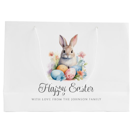 Cute Bunny Happy Pasen Groot Cadeauzakje (Achterkant)