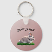 Cute Bunny Happy Pasen Sleutelhanger (Voorkant)