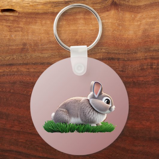 Cute Bunny Happy Pasen Sleutelhanger (Achterkant)