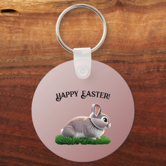 Cute Bunny Happy Pasen Sleutelhanger (Voorkant)