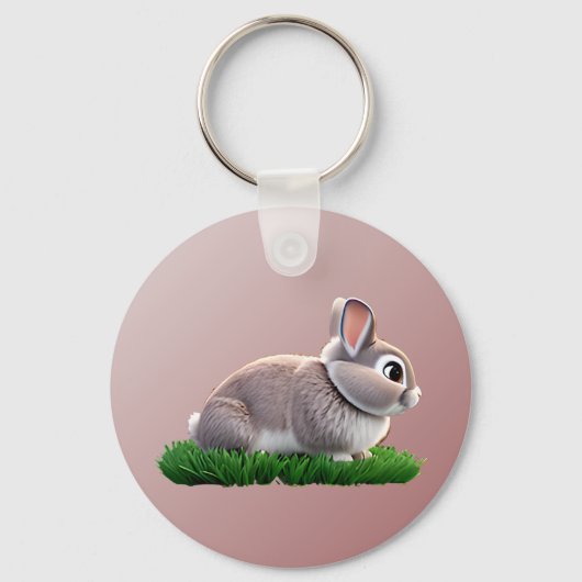 Cute Bunny Happy Pasen Sleutelhanger (Achterkant)