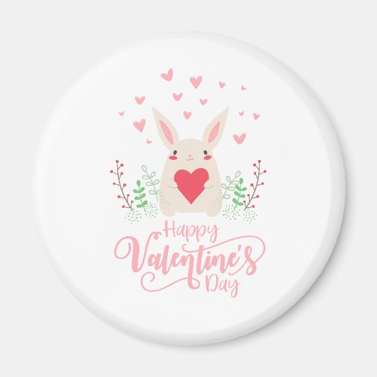 Cute Bunny Happy Valentine's Day | Magneet (Voorkant)