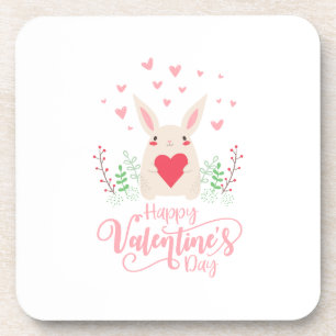 Cute Bunny Happy Valentine's Day   ONDERZETTER