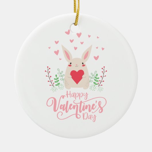Cute Bunny Happy Valentine's Day | ORNAMENT (Voorkant)