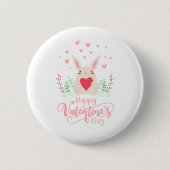 Cute Bunny Happy Valentine's Day | Pin-Button Ronde Button 5,7 Cm (Voorkant)