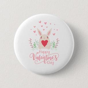 Cute Bunny Happy Valentine's Day Pin-Button Ronde Button 5,7 Cm