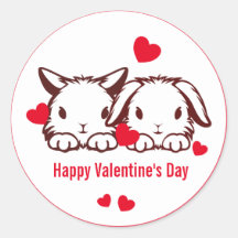 Cute Bunny Hart Valentijnskaart Klassieke Ronde St