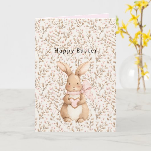 Cute Bunny Heart Bow Love Kaart (Gele Bloem)