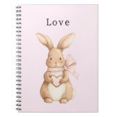 Cute Bunny Heart Bow Love Notitieboek (Voorkant)