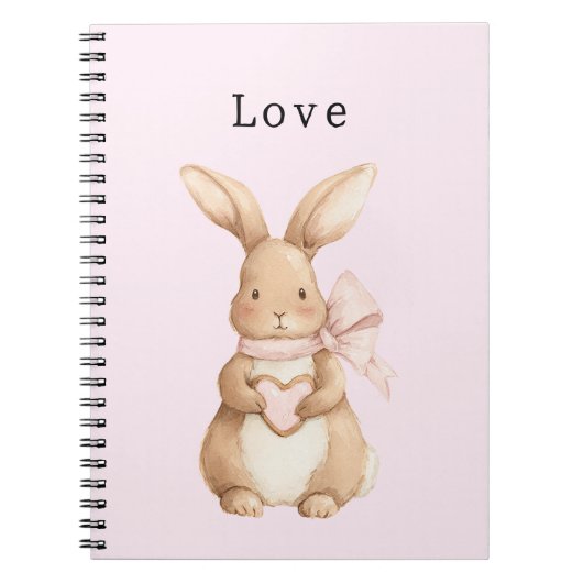 Cute Bunny Heart Bow Love Notitieboek (Voorkant)