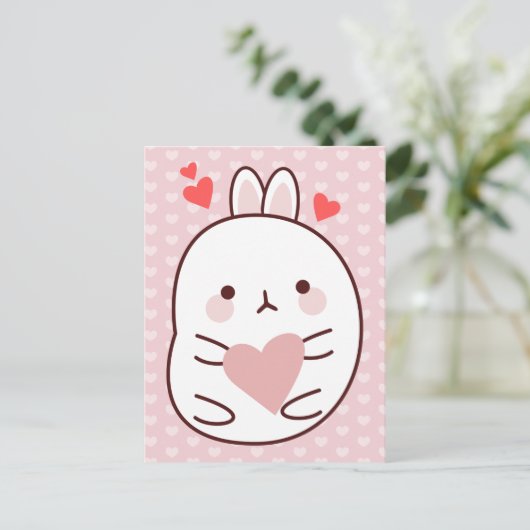 Cute Bunny Heart Briefkaart (Staand voorkant)