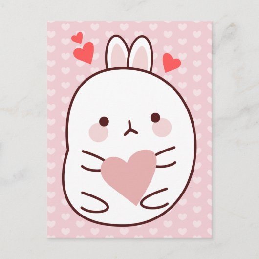 Cute Bunny Heart Briefkaart (Voorkant)
