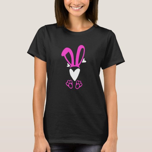 Cute Bunny Heart Bunnies Rabbit Happy Easter H T-shirt (Voorkant)