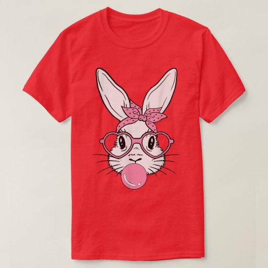 Cute Bunny Heart Glasses Bubblegum voor vrouwelijk T-shirt (Design voorkant)