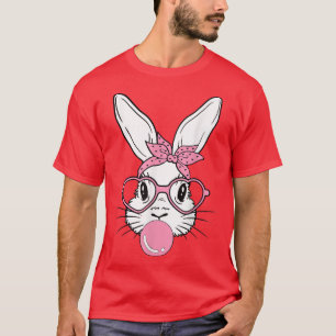 Cute Bunny Heart Glasses Bubblegum voor vrouwelijk T-shirt