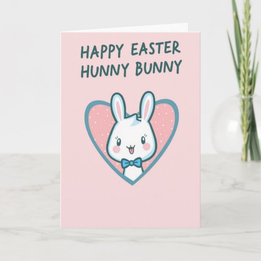 Cute Bunny Heart Greeting Card Kaart (Voorkant)