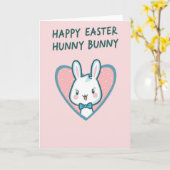 Cute Bunny Heart Greeting Card Kaart (Gele Bloem)