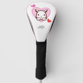 Cute Bunny Heart Monogram Golfheadcover (Voorkant)