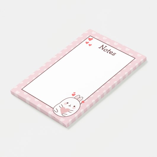 Cute Bunny Heart Post-it® Notes (Schuin)