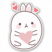Cute Bunny Heart Sticker (Voorkant)