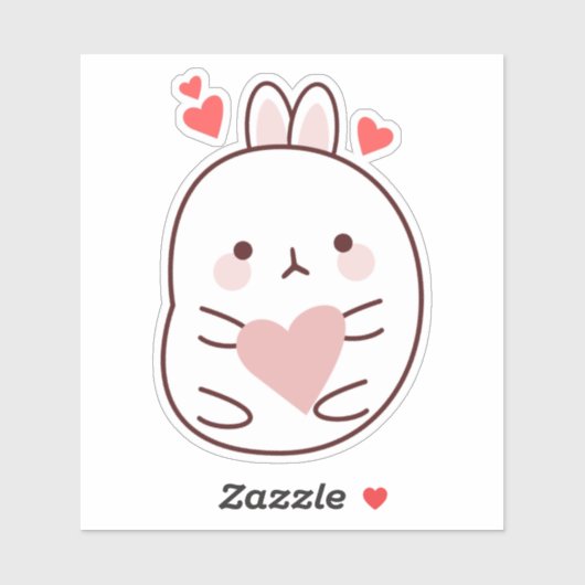 Cute Bunny Heart Sticker (Vel)
