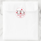 Cute Bunny Heart Valentijns Classic Round Sticker (Tas)
