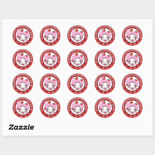 Cute Bunny Hearts Valentijnse stickers (Vel)